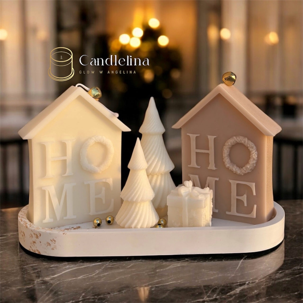 Christmas Cottage Set (With Tray)