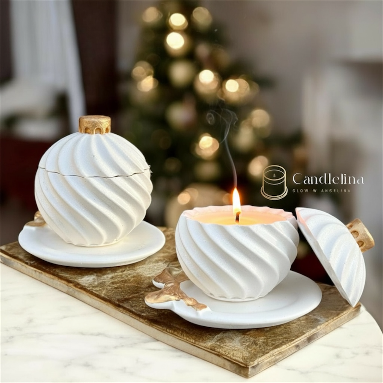 Ceramic Ornament Candle (With Tray)